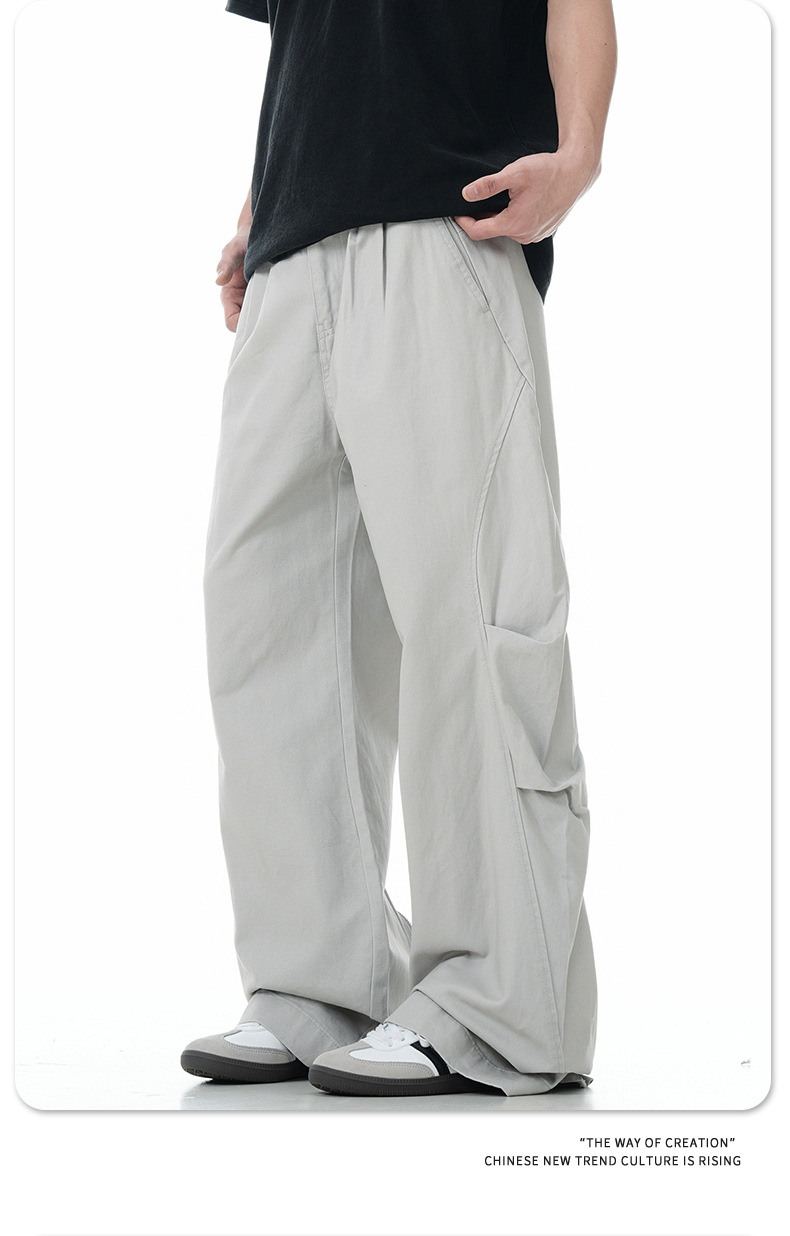 Pantalones de hombre de corte relajado, utilitarios, con bajo de cremallera