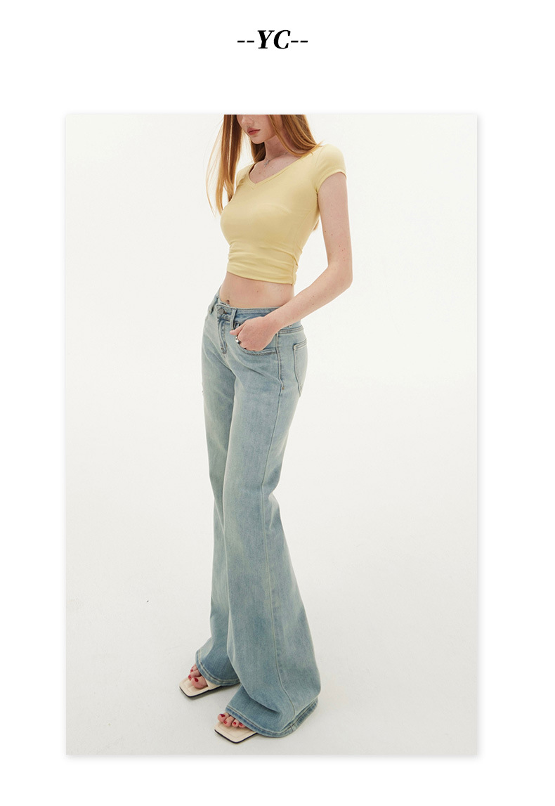 Jeans para damas azul cielo hipster elásticos slim bootcut