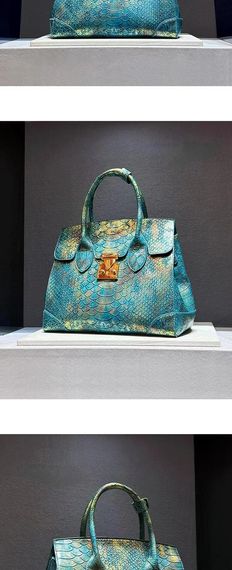 Bolso bandolera oversize para mujer con estampado de reptil