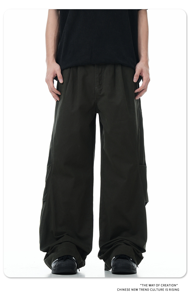 Pantalones de hombre de corte relajado, utilitarios, con bajo de cremallera