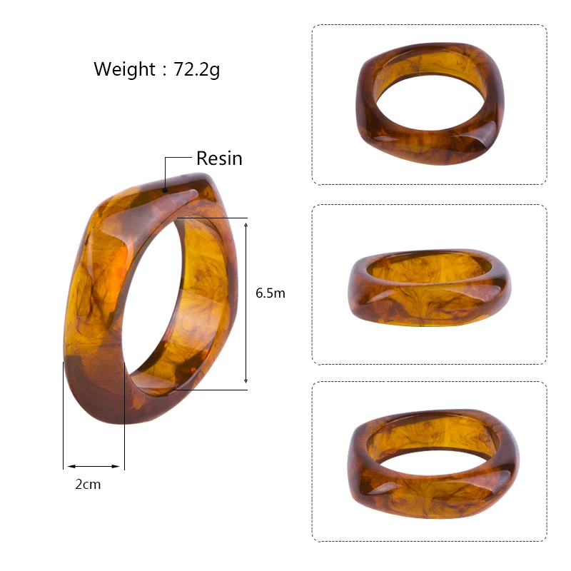 Pulsera para mujer retro multicolor de plástico gruesa con colgantes