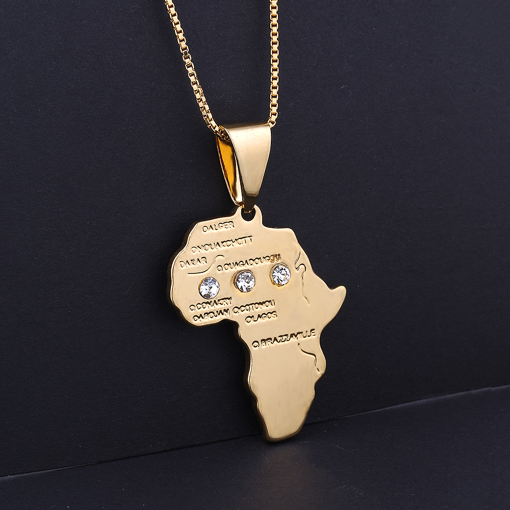 Collar de eslabones urbanos de cristal de forma africana, diseño retro y acabado dorado