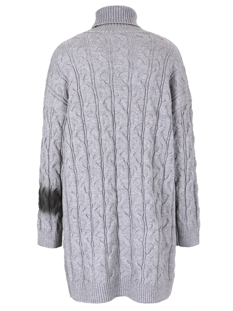 Mujeres suéter de cuello vuelto de punto grueso oversized con contraste degradado