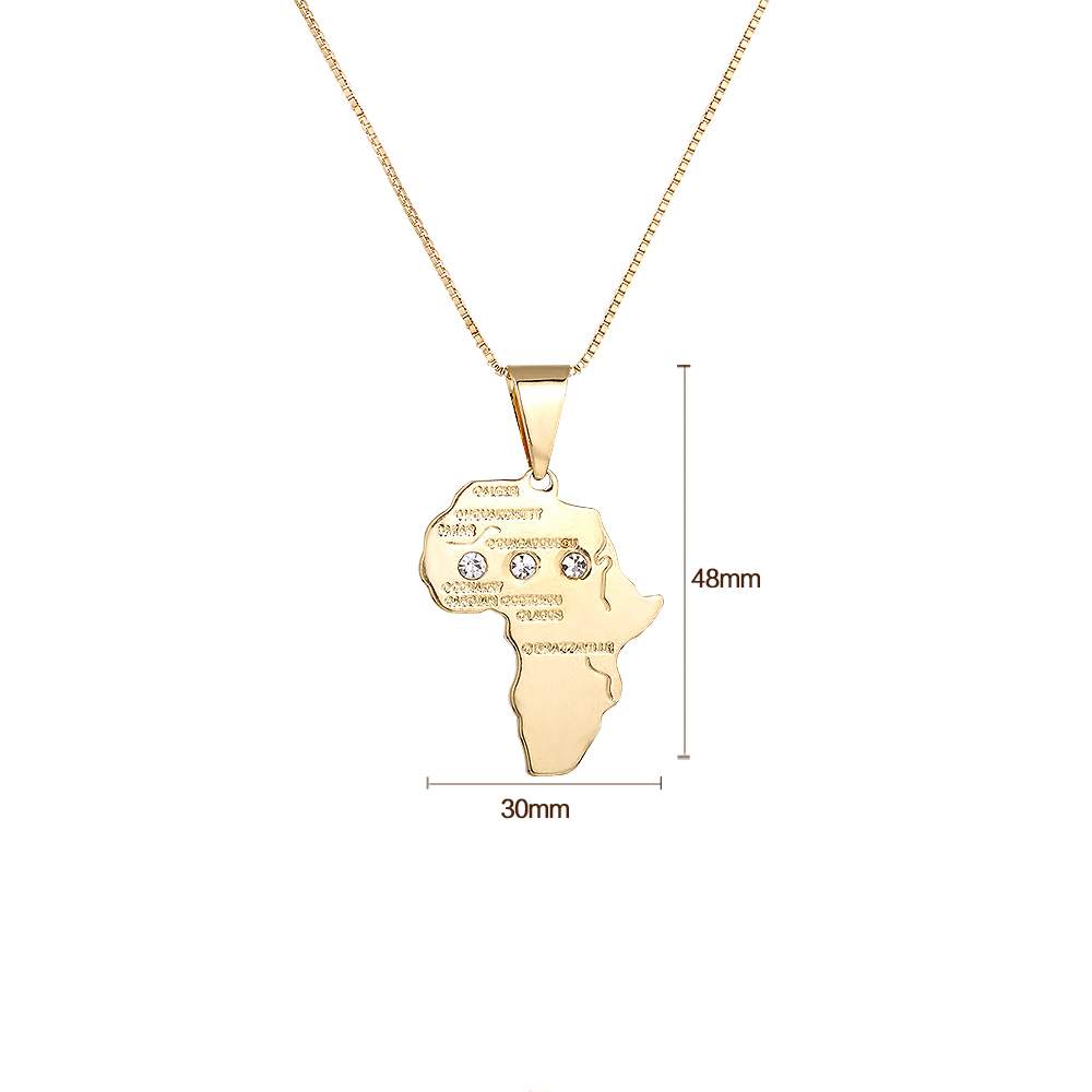 Collar de eslabones urbanos de cristal de forma africana, diseño retro y acabado dorado