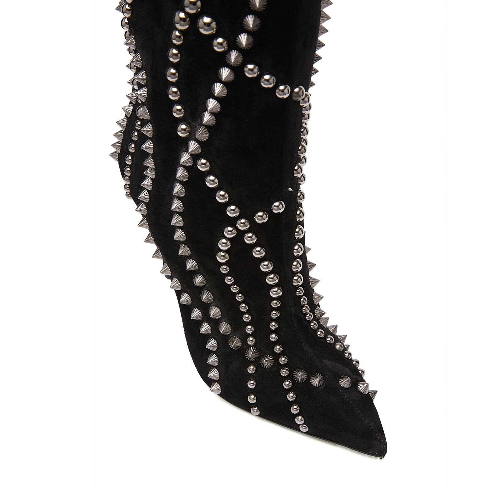 Botines de tacón de aguja con tachas y punta cónica