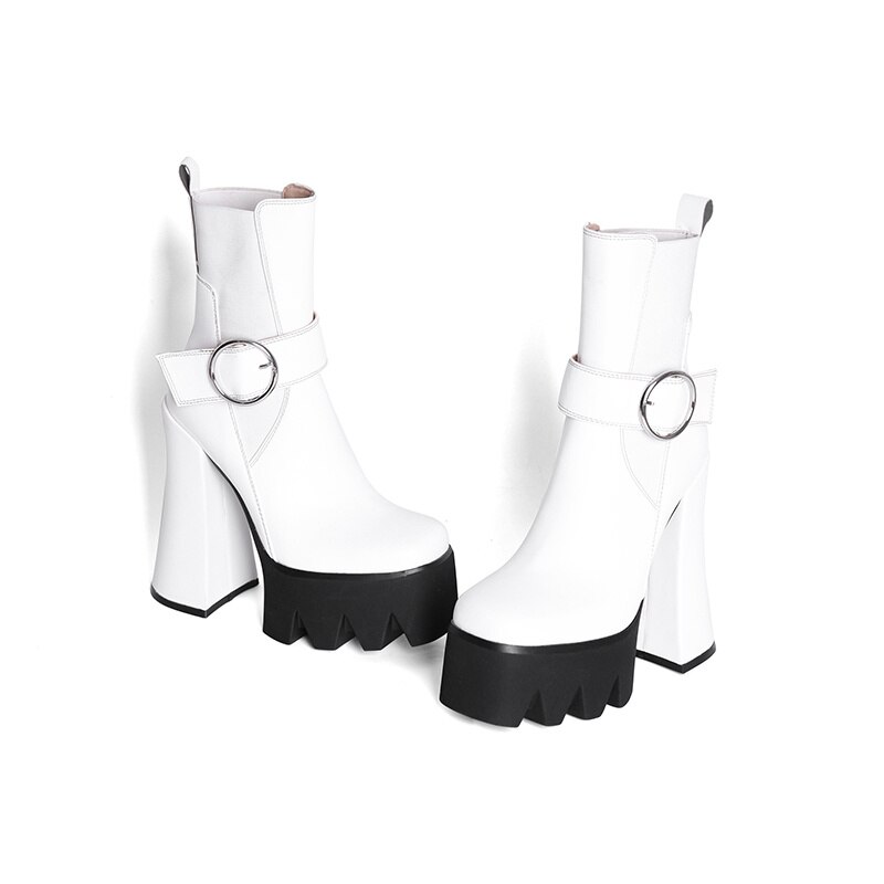 Botines elegantes de plataforma de tacón stiletto de poliuretano para mujeres