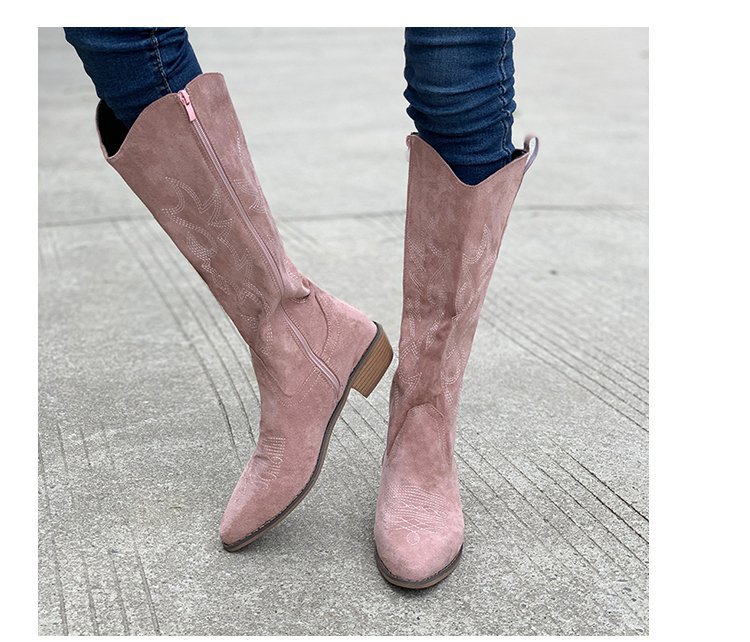 Botas de combate de tacón grueso marrón claro