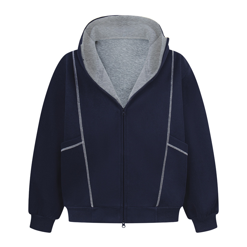 Sudadera con capucha y cremallera de estilo callejero, de ajuste relajado, con estampado de letras