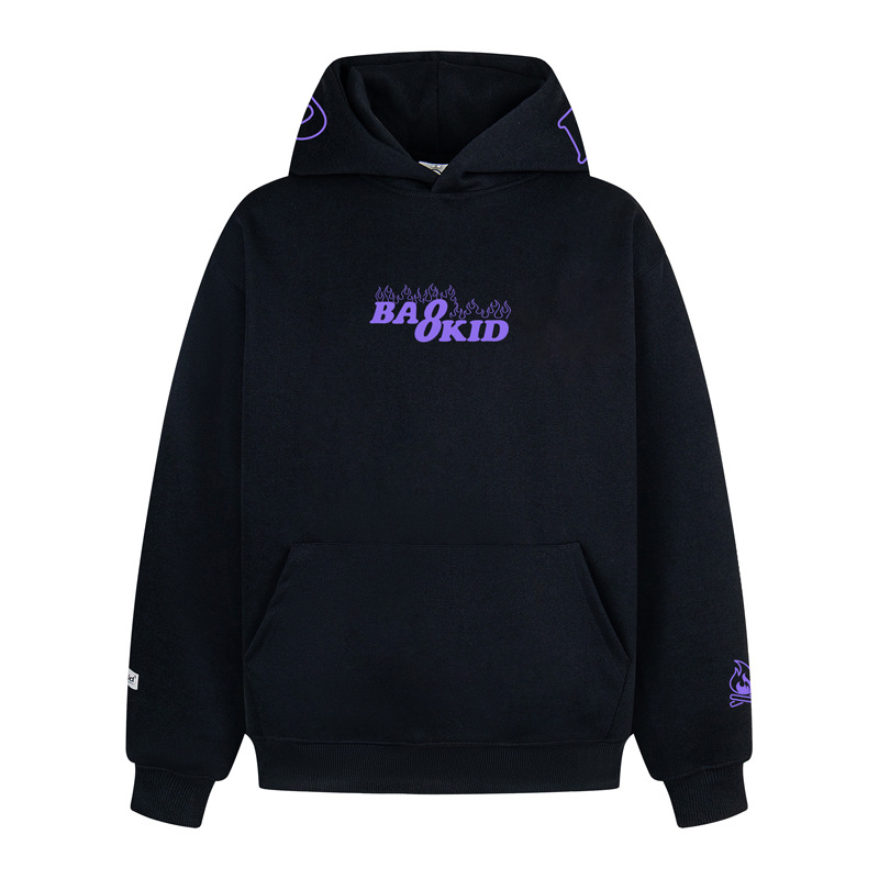 Sudadera con capucha oversize de algodón de manga larga con estampado de tipografía