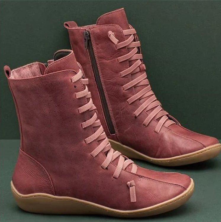 Botines holgados de cuero sintético para mujer