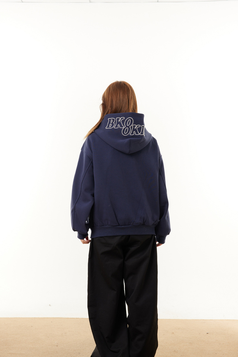Sudadera con capucha y cremallera de estilo callejero, de ajuste relajado, con estampado de letras