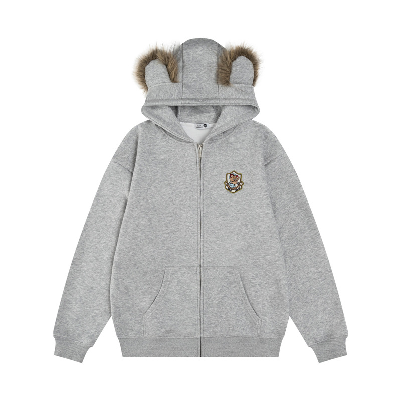 Sudadera con capucha de algodón oversize de streetwear con estampado de letras de oso de peluche