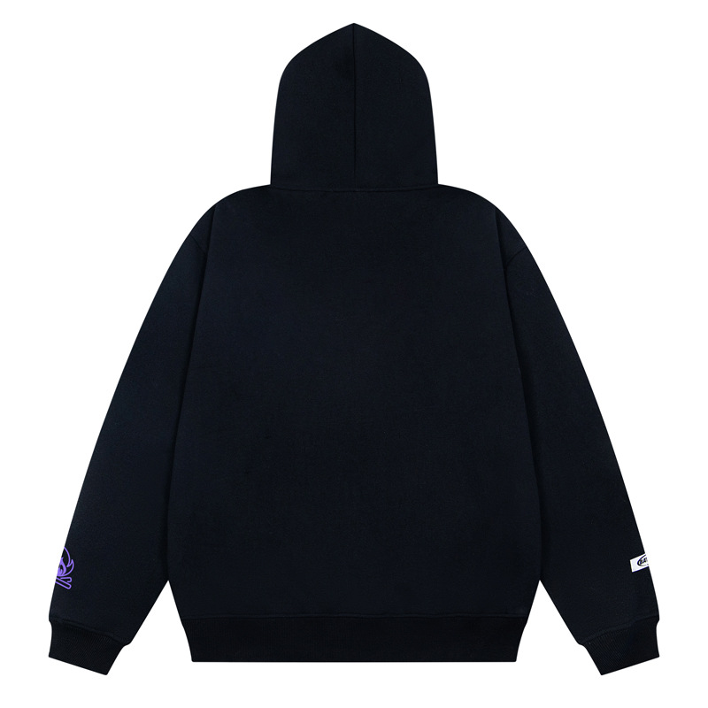 Sudadera con capucha oversize de algodón de manga larga con estampado de tipografía