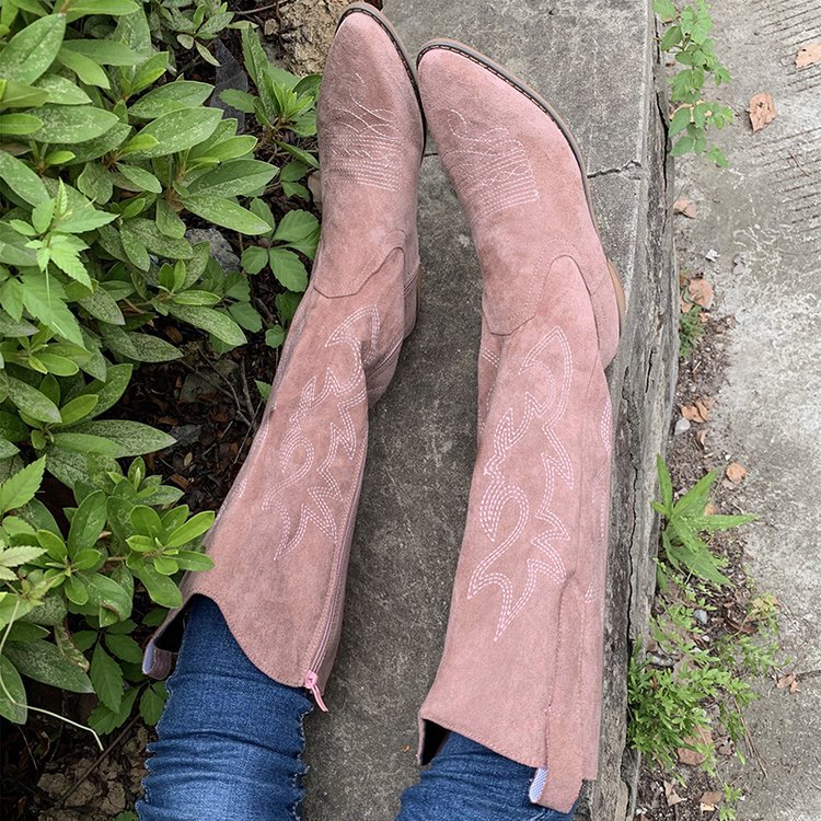 Botas de combate de tacón grueso marrón claro