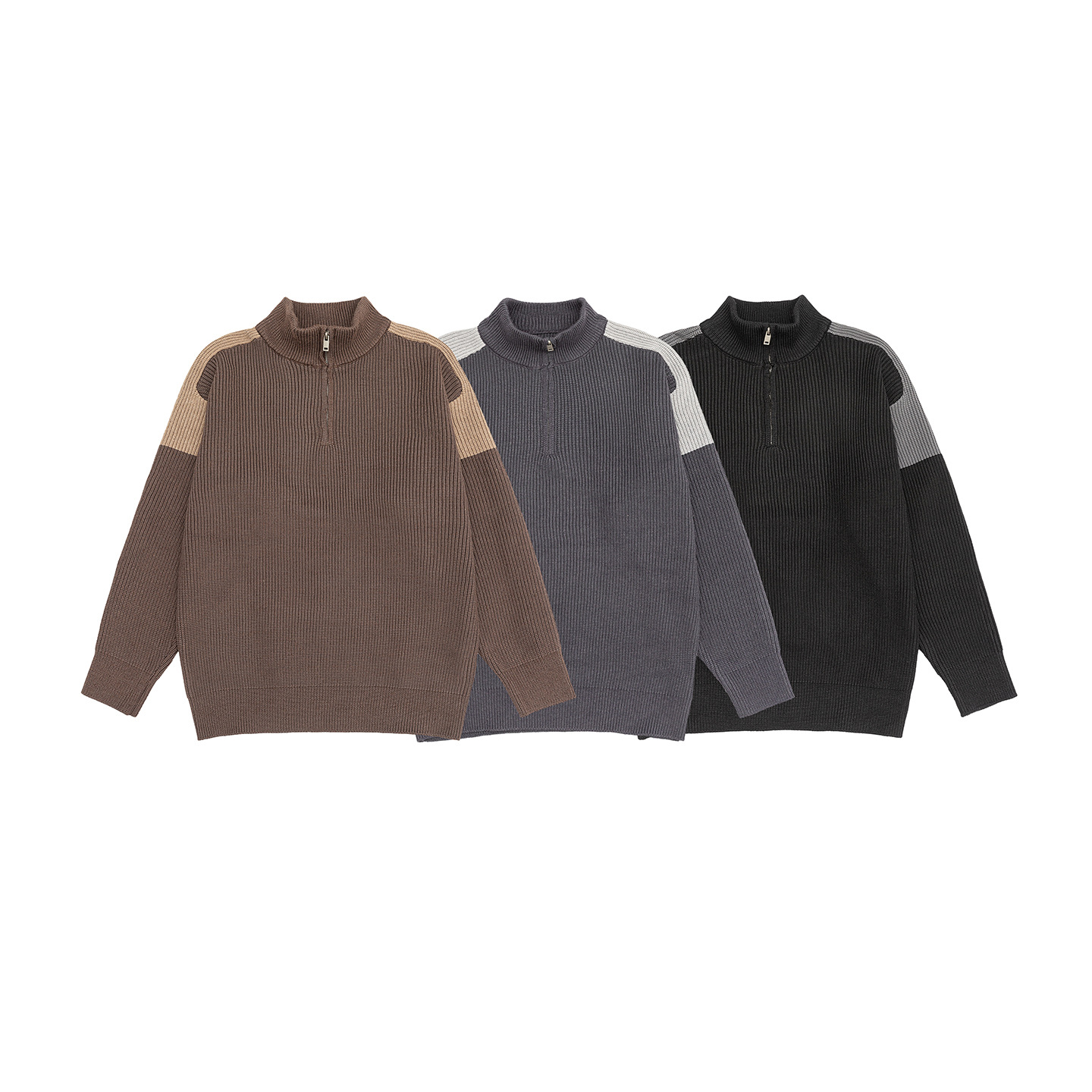 Suéter unisex de ajuste holgado con manga larga y cuello embudo