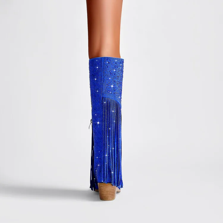Botas altas de goma gruesas con puntera en v para mujer
