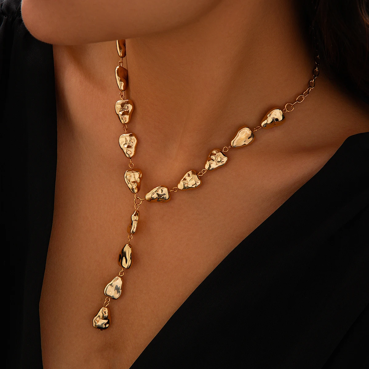 Lariat de resina con personalidad con flecos de gota