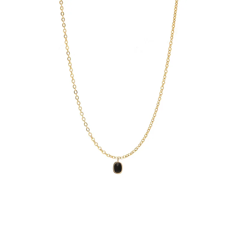 Collar minimalista delicado de piedra oscura