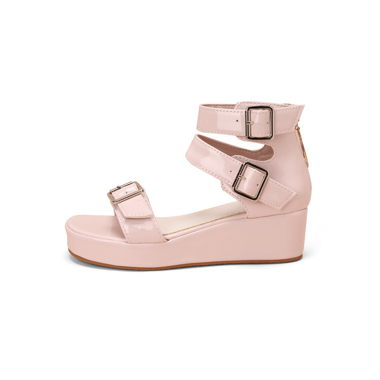 Sandalia de tira sobre el tobillo para mujer con base elevada gruesa
