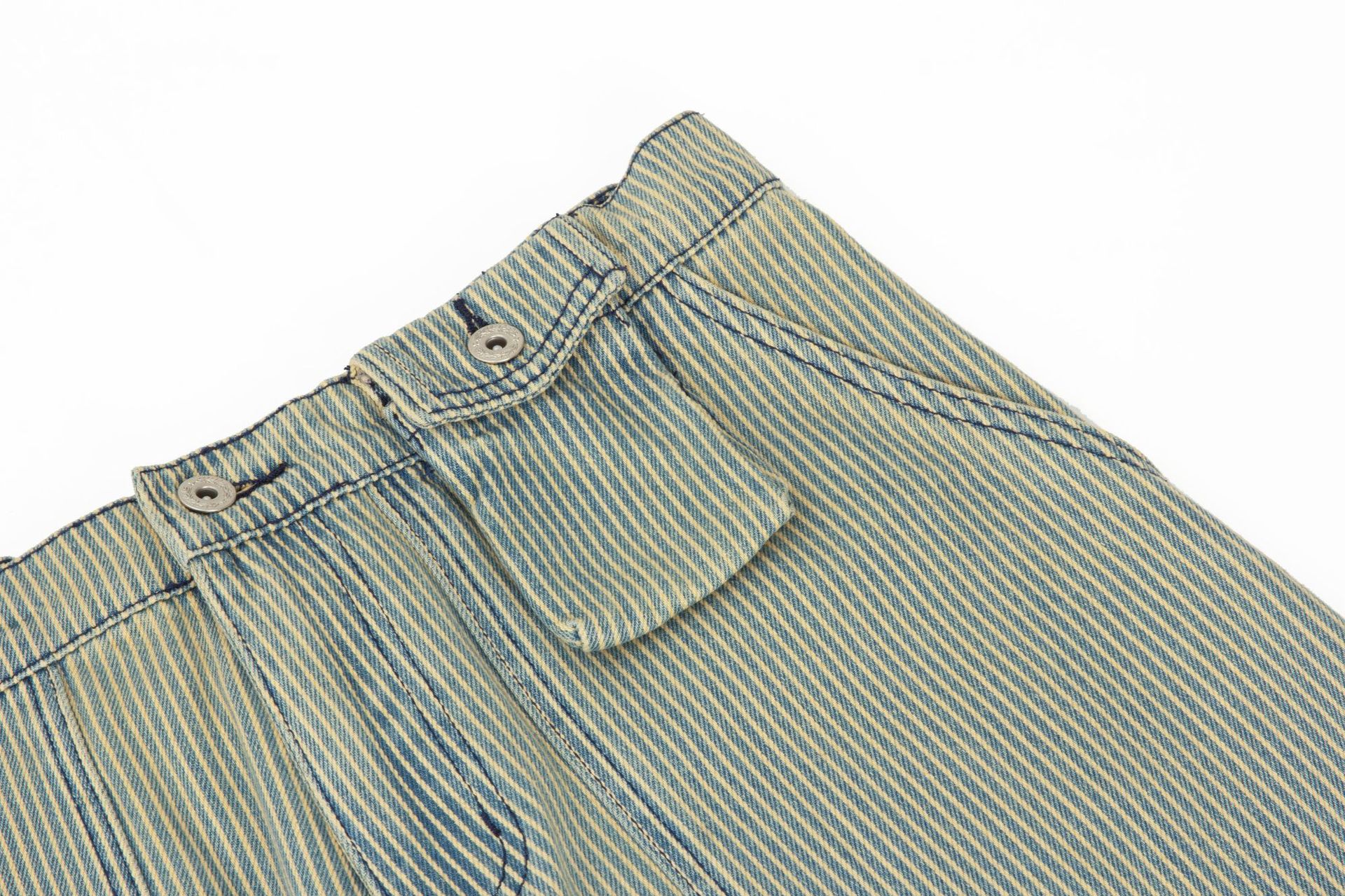 Pantalones utilitarios de rayas asimétricas oversized premium para hombre