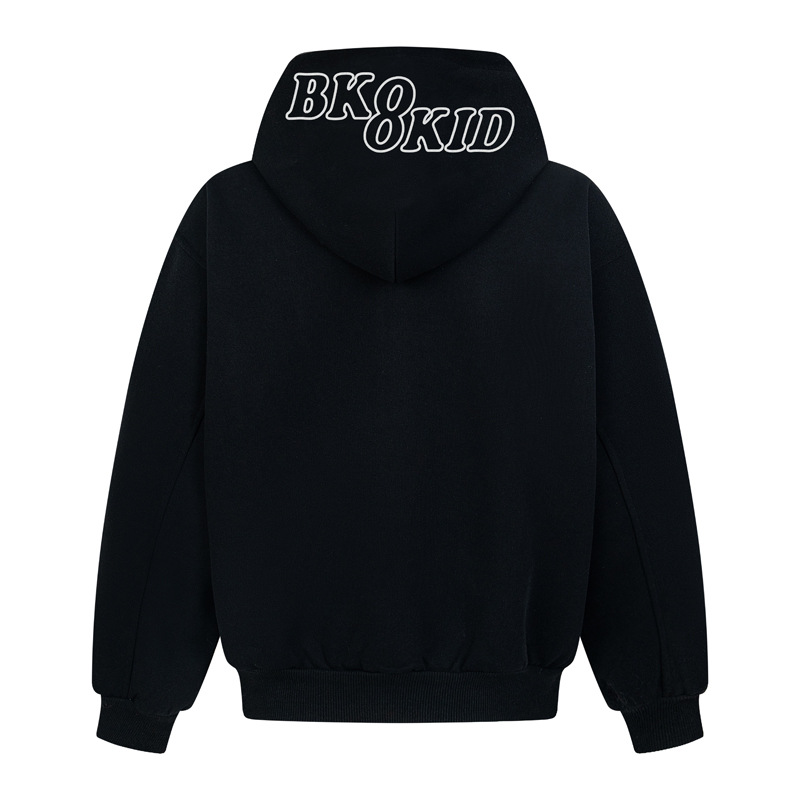 Sudadera con capucha y cremallera de estilo callejero, de ajuste relajado, con estampado de letras
