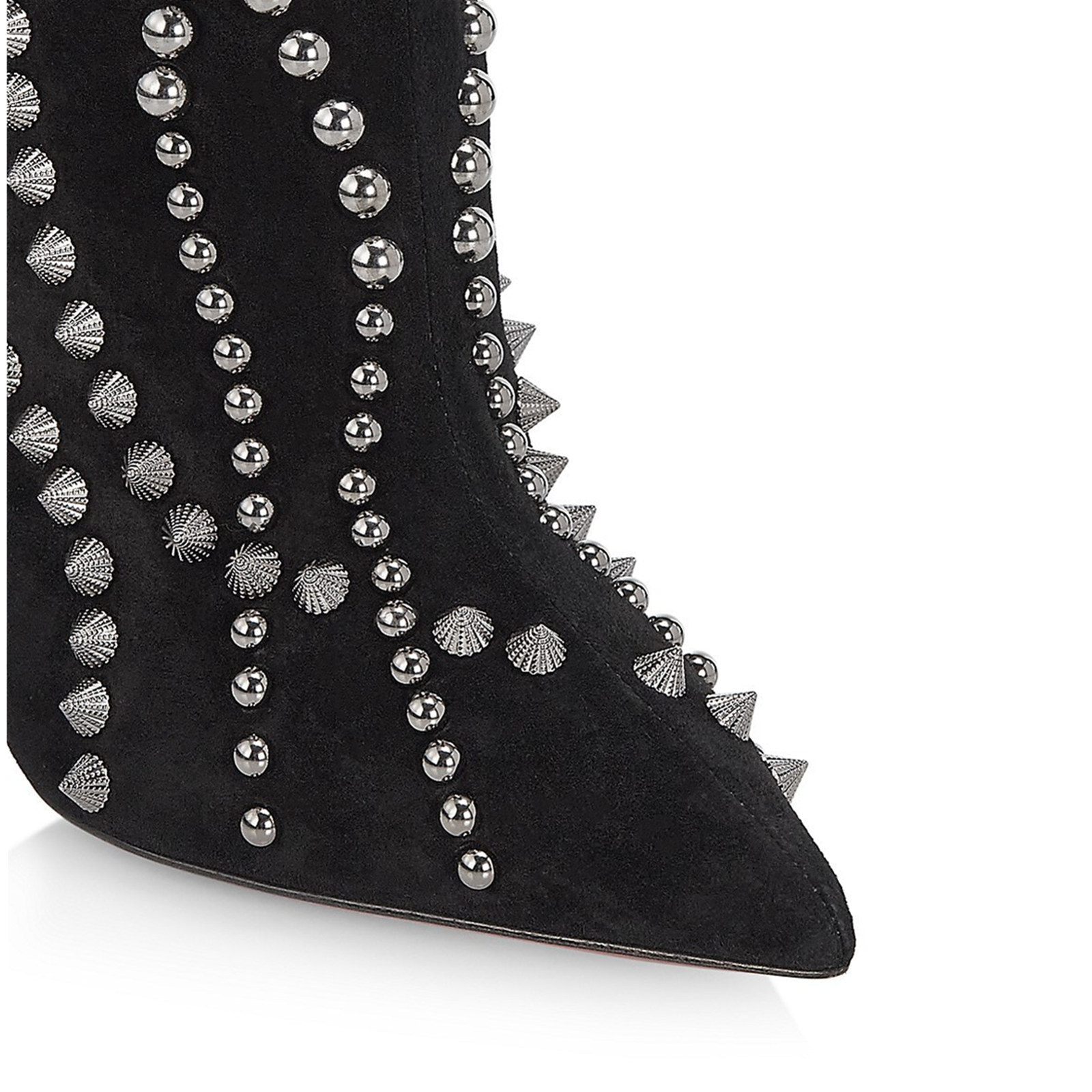Botas hasta el muslo para mujer de punta afilada, tacón de aguja y tachuelas