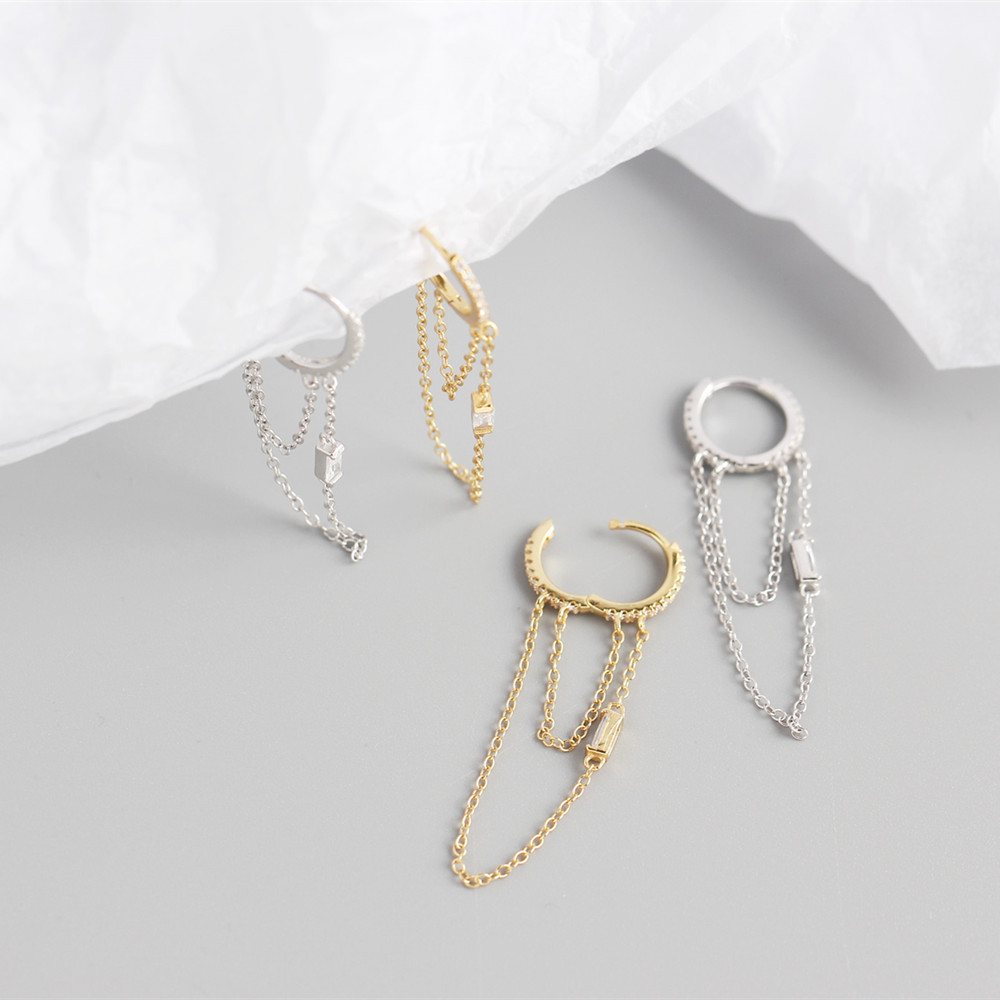 Aretes colgantes con flecos de eslabones