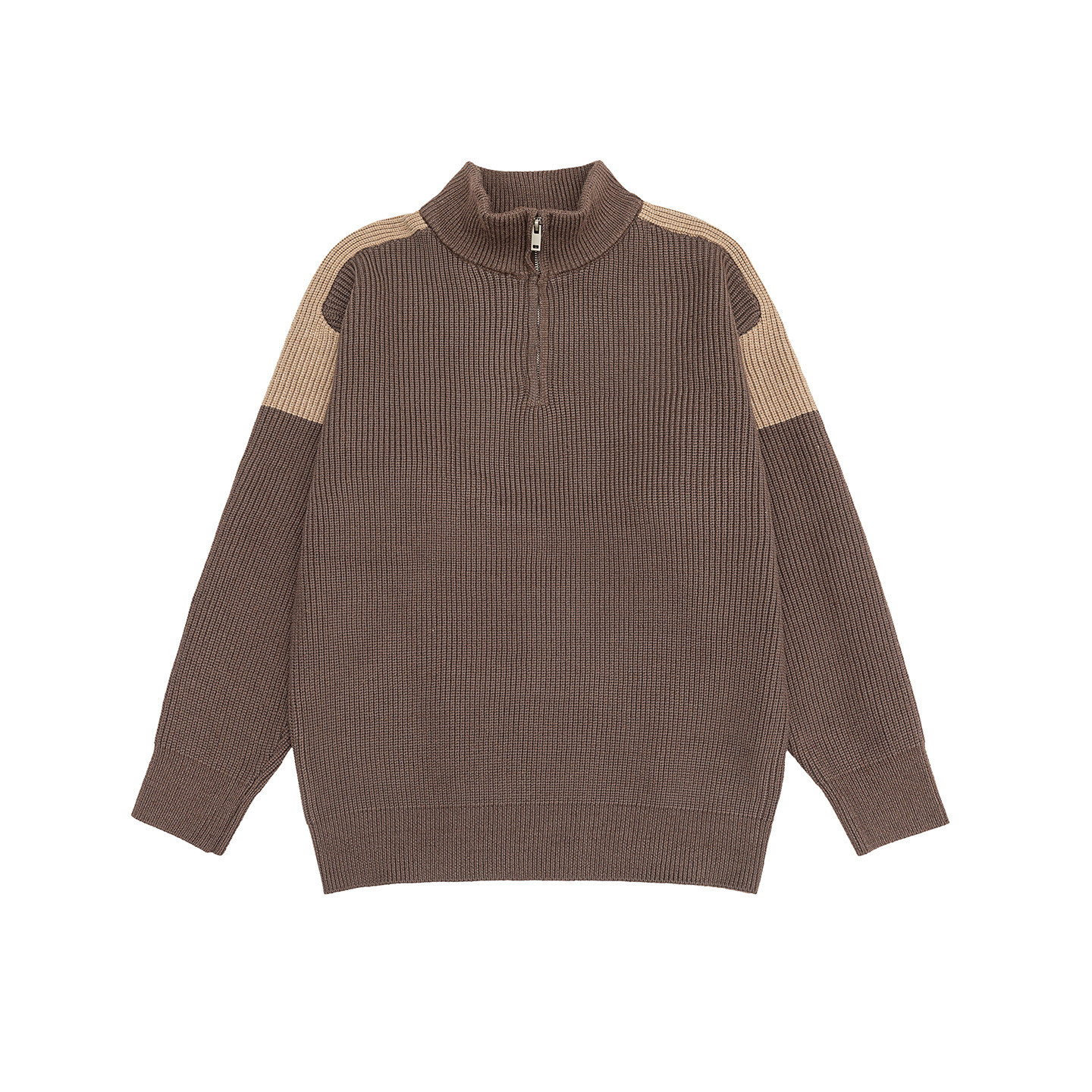 Suéter unisex de ajuste holgado con manga larga y cuello embudo