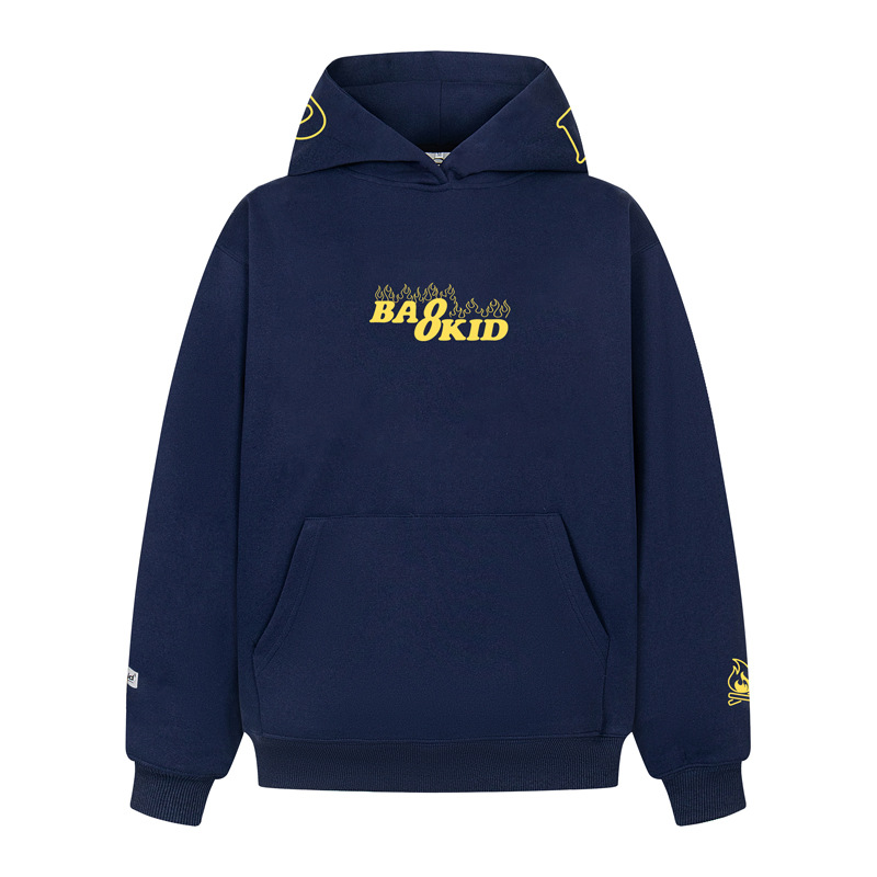 Sudadera con capucha oversize de algodón de manga larga con estampado de tipografía