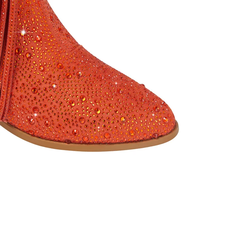 Botas altas de goma gruesas con puntera en v para mujer