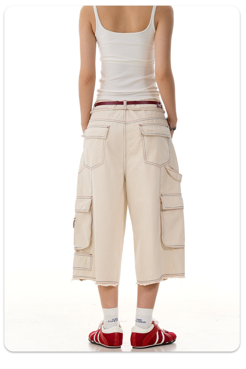 Pantalones rectos cortos de algodón utilitarios unisex