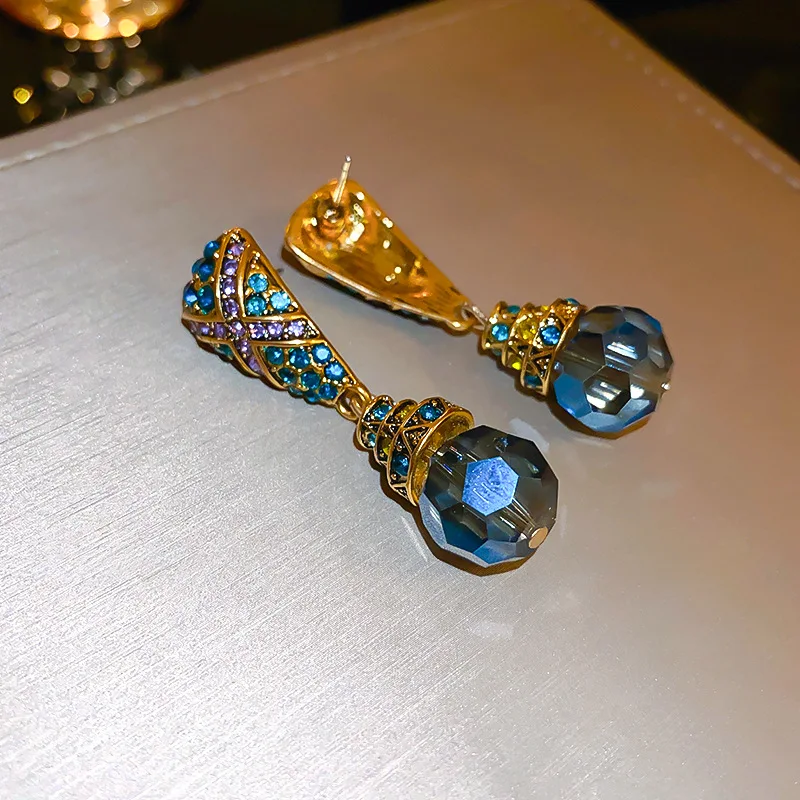 Pendientes de aleación con flecos de cristal en forma de lágrima