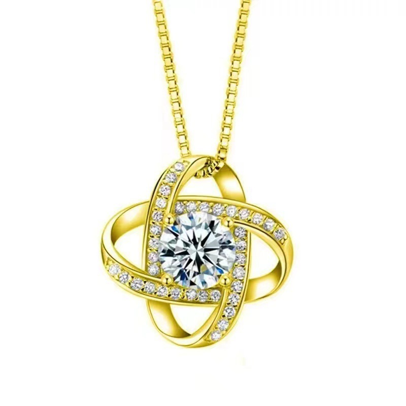 Collar pavé de trébol de cuatro hojas de la suerte