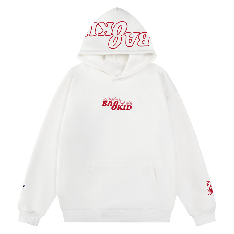 Sudadera con capucha oversize de algodón de manga larga con estampado de tipografía