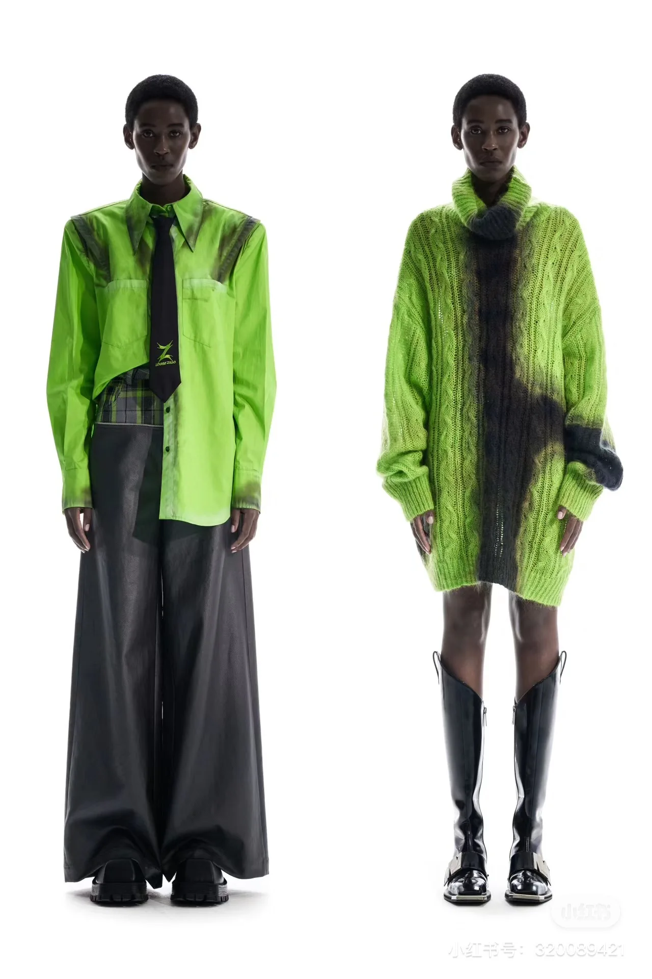 Mujeres suéter de cuello vuelto de punto grueso oversized con contraste degradado