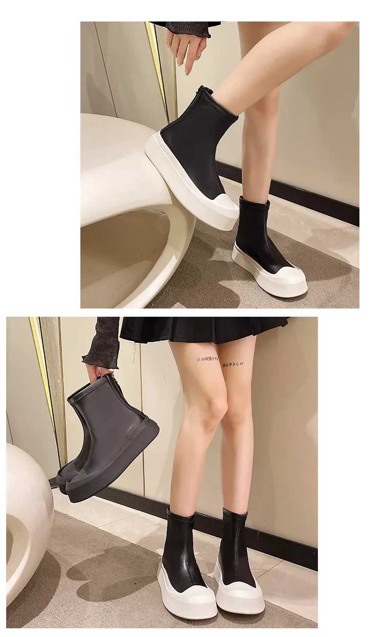 Botines de mujer de tobillo nude con plataforma y cremallera