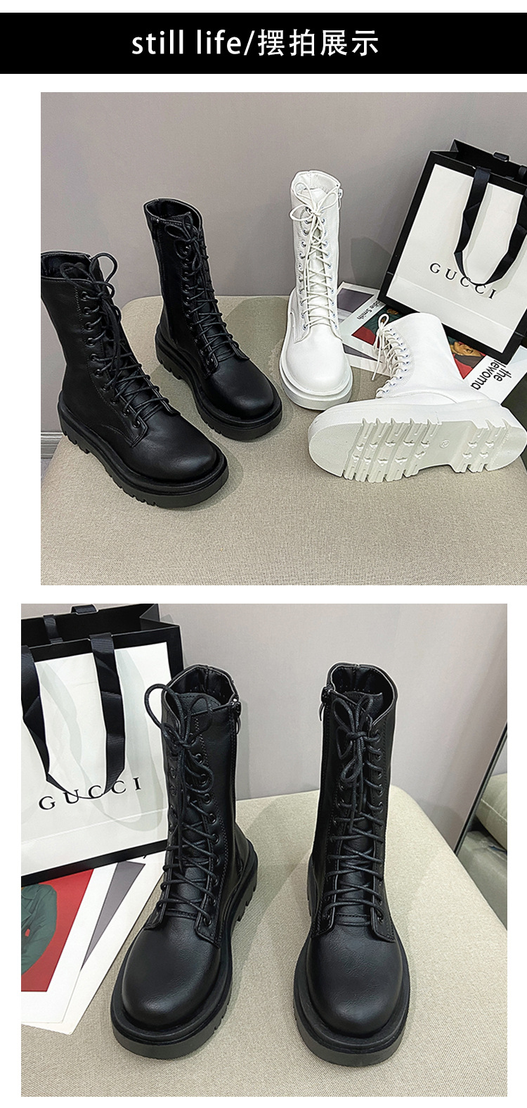 Botas de combate de plataforma altas para mujeres