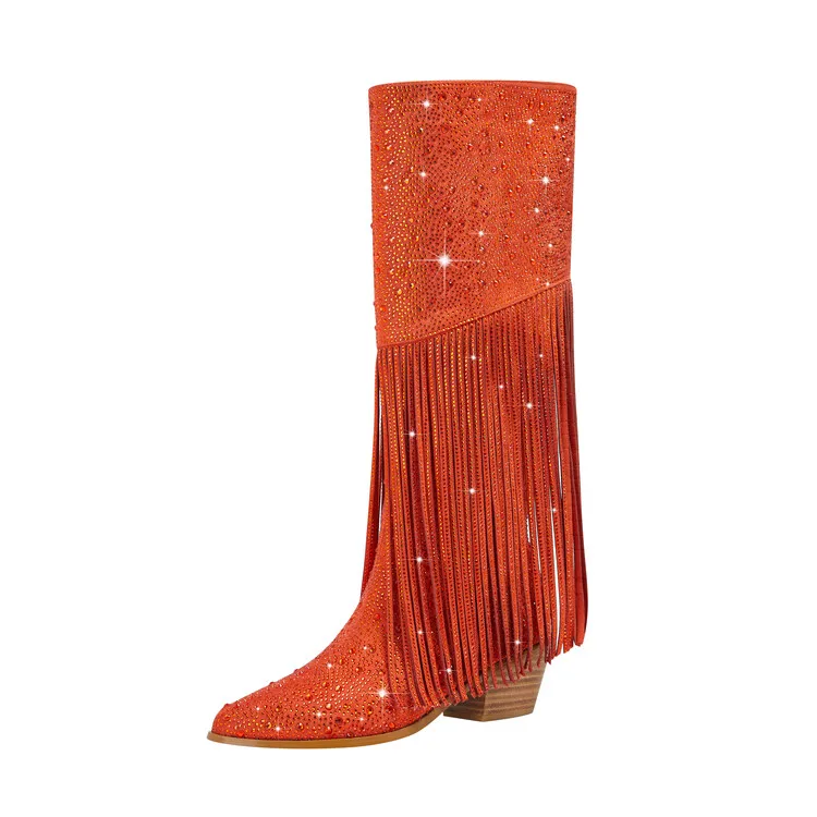 Botas altas de goma gruesas con puntera en v para mujer