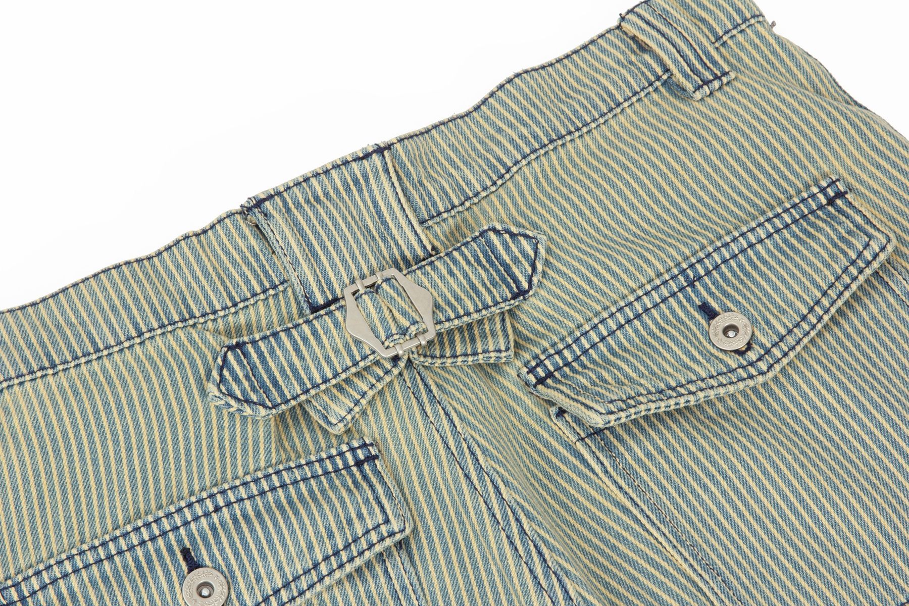 Pantalones utilitarios de rayas asimétricas oversized premium para hombre