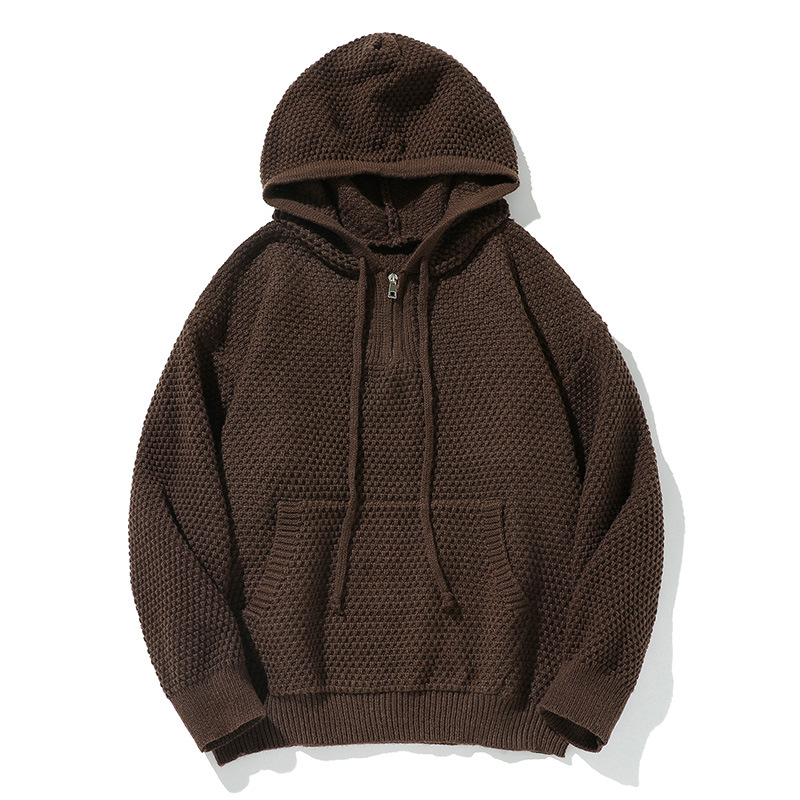 Sudadera con capucha y cremallera de cuarto de poliéster con ajuste holgado y estampado tropical