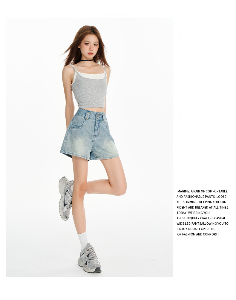 Shorts de cintura elevada minimalistas acampanados