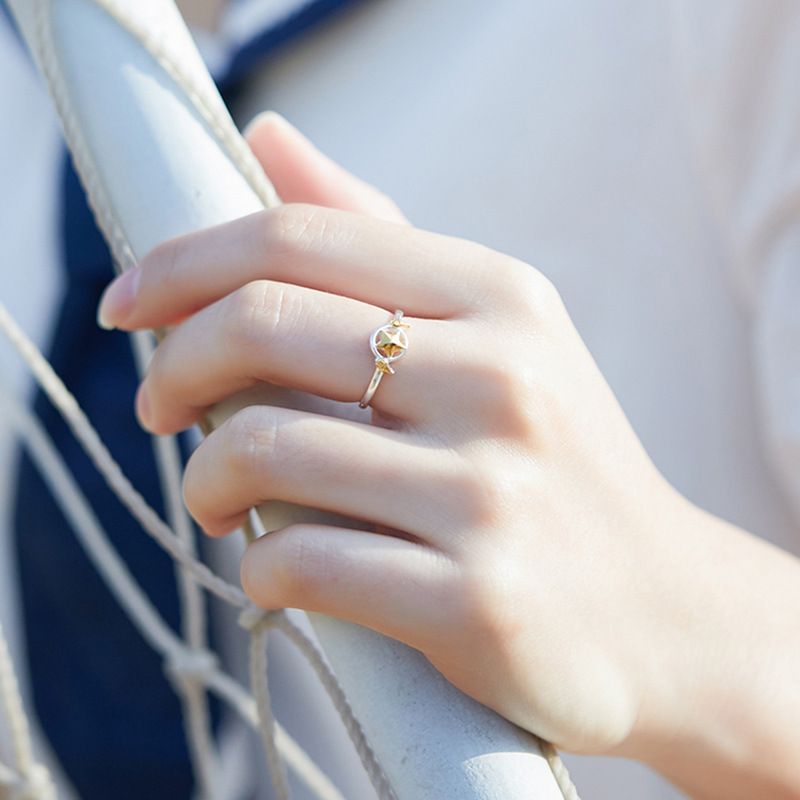 Anillo ajustable estelar de cobre para mujeres