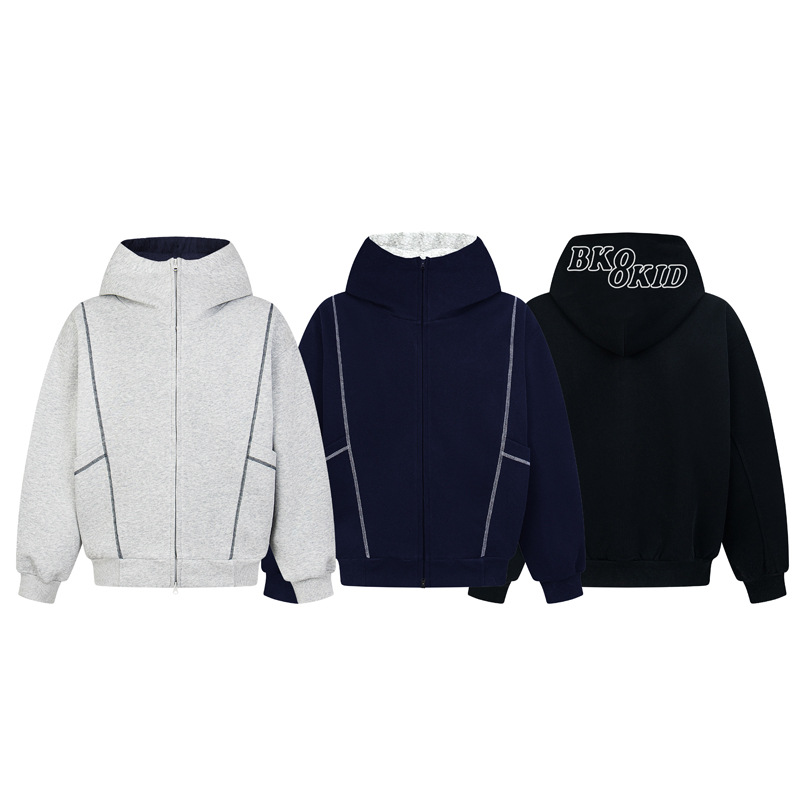 Sudadera con capucha y cremallera de estilo callejero, de ajuste relajado, con estampado de letras