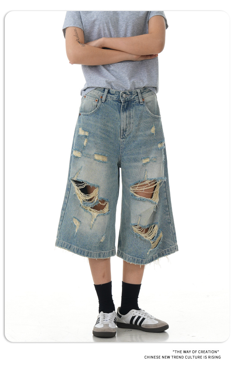 Vintage jeans holgados de algodón cortos