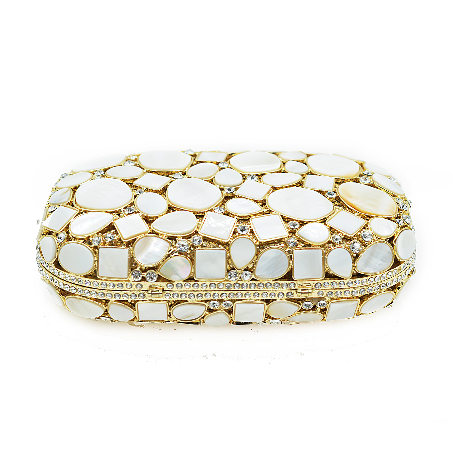 Minaudière de metal marfil brillante para damas