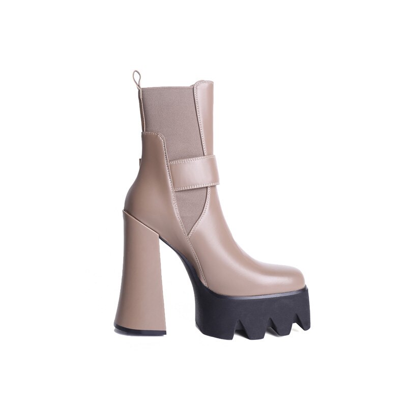 Botines elegantes de plataforma de tacón stiletto de poliuretano para mujeres