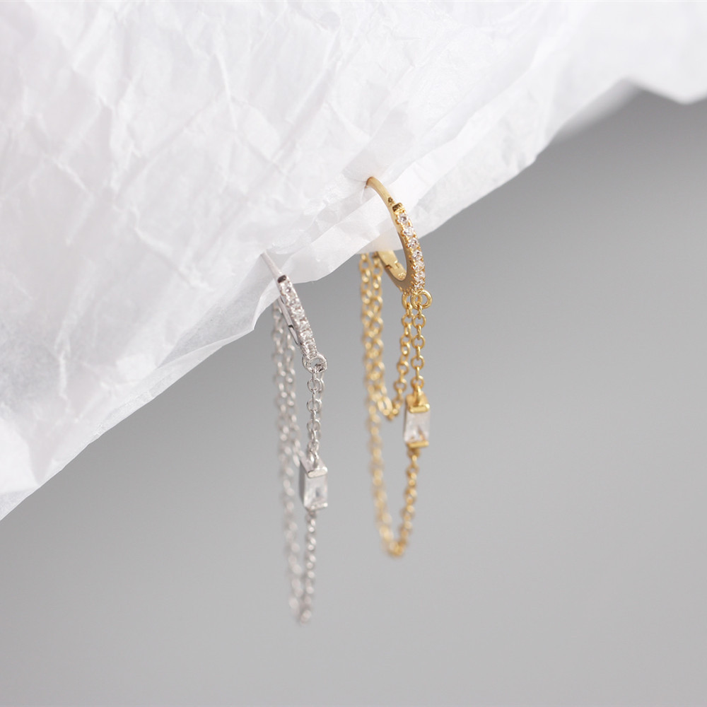 Aretes colgantes con flecos de eslabones