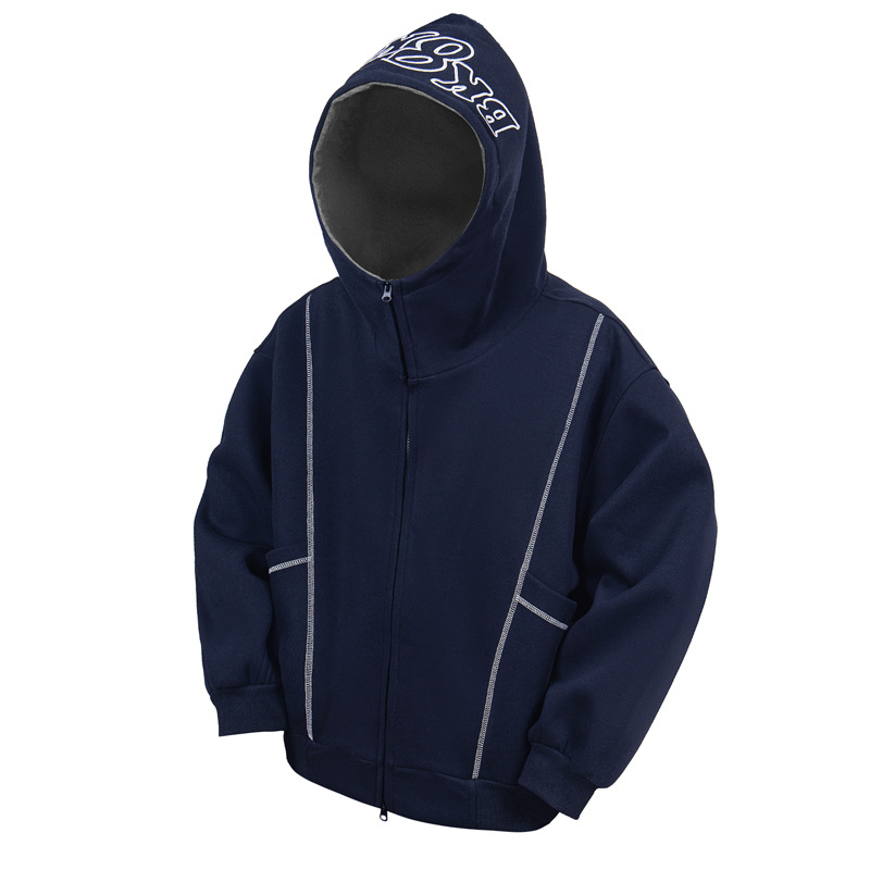 Sudadera con capucha y cremallera de estilo callejero, de ajuste relajado, con estampado de letras