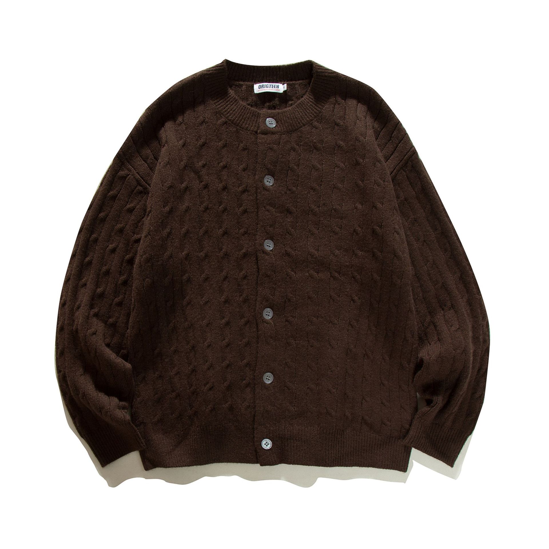 Cárdigan jacquard de acrílico con ajuste holgado y manga larga