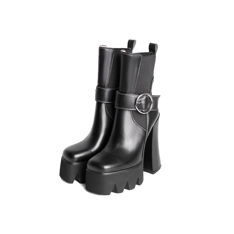 Botines elegantes de plataforma de tacón stiletto de poliuretano para mujeres